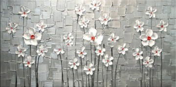 weißen Blumen 3D Textur Ölgemälde